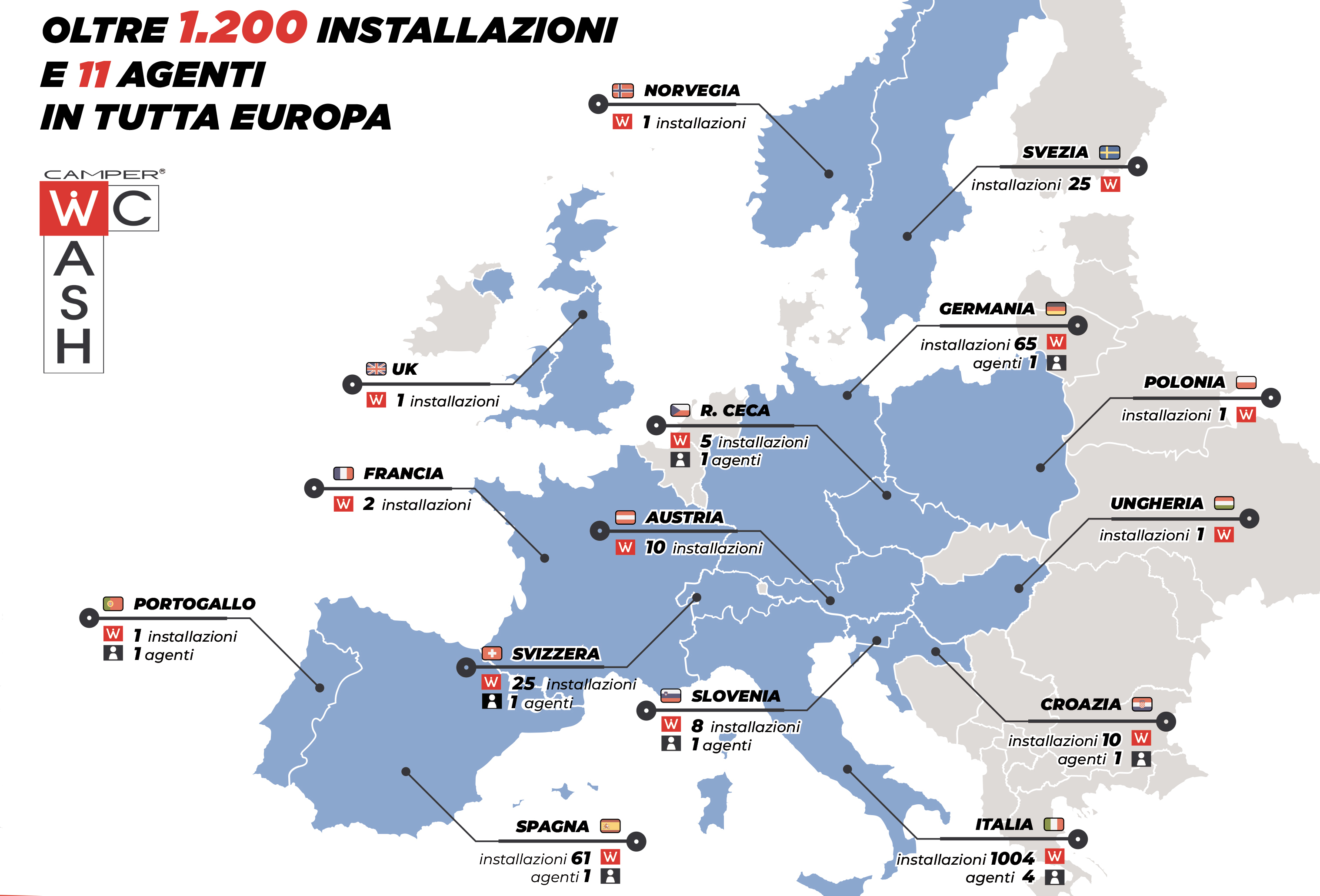 CamperWcWash in Europa